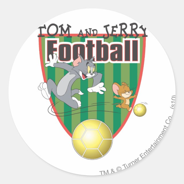 Pegatina Redonda Tom y Jerry Soccer (fútbol) 6 (Anverso)