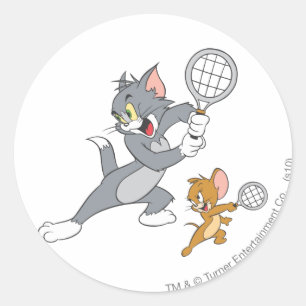 Pegatina Redonda Tom y Jerry Tennis Stars 1