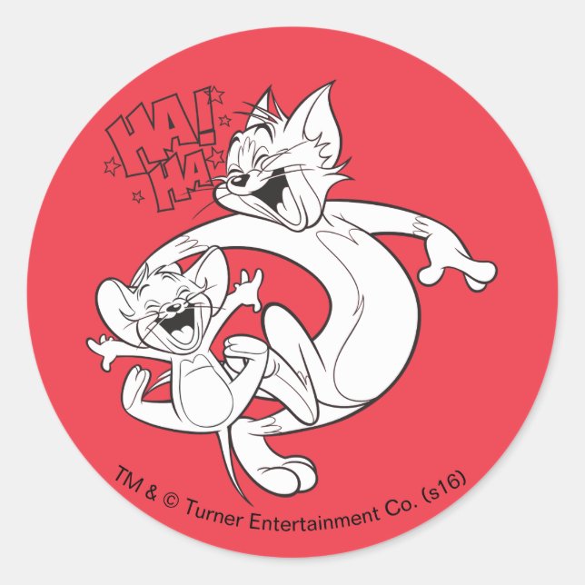 Pegatina Redonda Tom Y Jerry | Tom Y Jerry Laughing (Anverso)