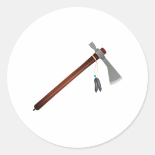 Pegatina Redonda Tomahawk Hatchet indio