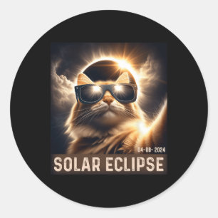 Pegatina Redonda Tomar Un Selfie Con El Eclipse Solar 2024 Usando G