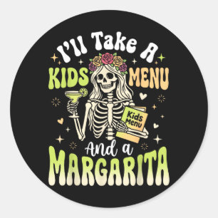 Pegatina Redonda Tomaré un menú infantil y una margarita