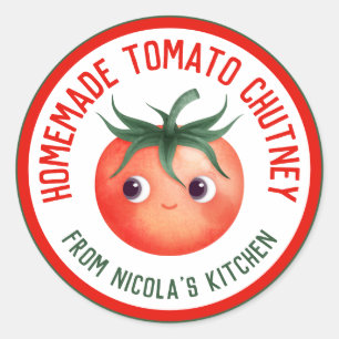 Pegatina Redonda Tomate Chutney casero con tu propia receta