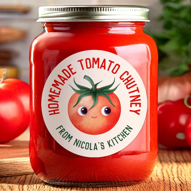 Pegatina Redonda Tomate Chutney casero con tu propia receta (Subido por el creador)
