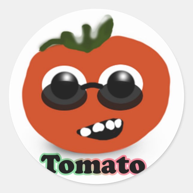 Pegatina Redonda Tomate con gafas de sol (Anverso)