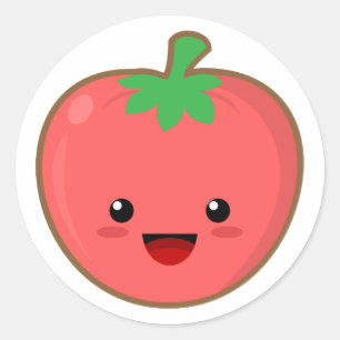 Pegatina Redonda Tomate de Kawaii