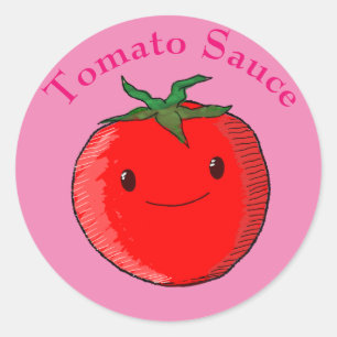 Pegatina Redonda Tomate Personalizado lindo con texto rosado