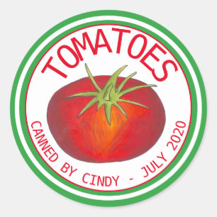 Pegatina Redonda Tomate Salsa Tomate Verduras enlatadas por