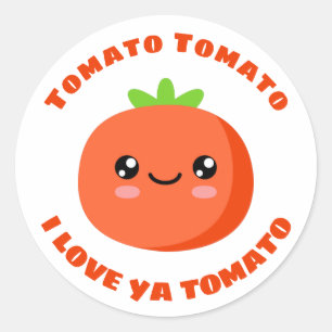 Pegatina Redonda Tomate tomate te amo tomate