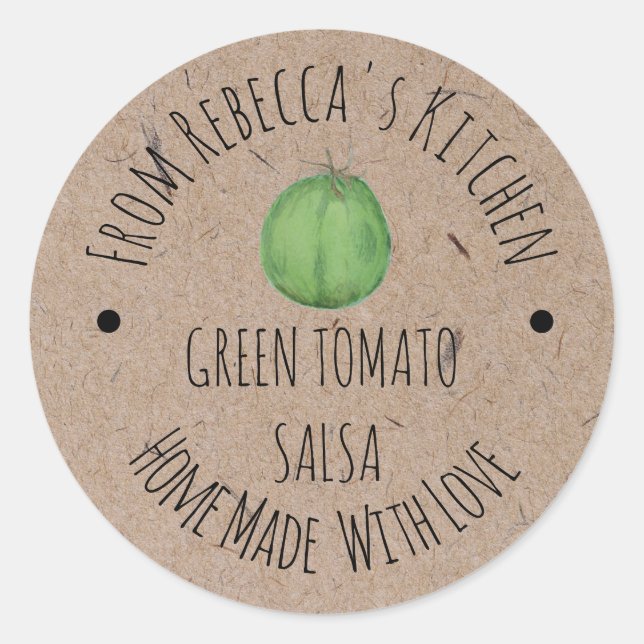 Pegatina Redonda Tomate verde casero personalizado Salas (Anverso)