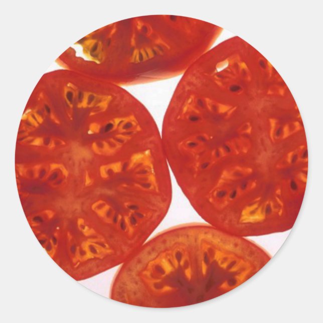 Pegatina Redonda Tomates cortados (Anverso)