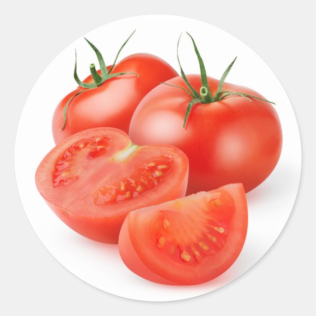 Pegatina Redonda Tomates cortados (Anverso)