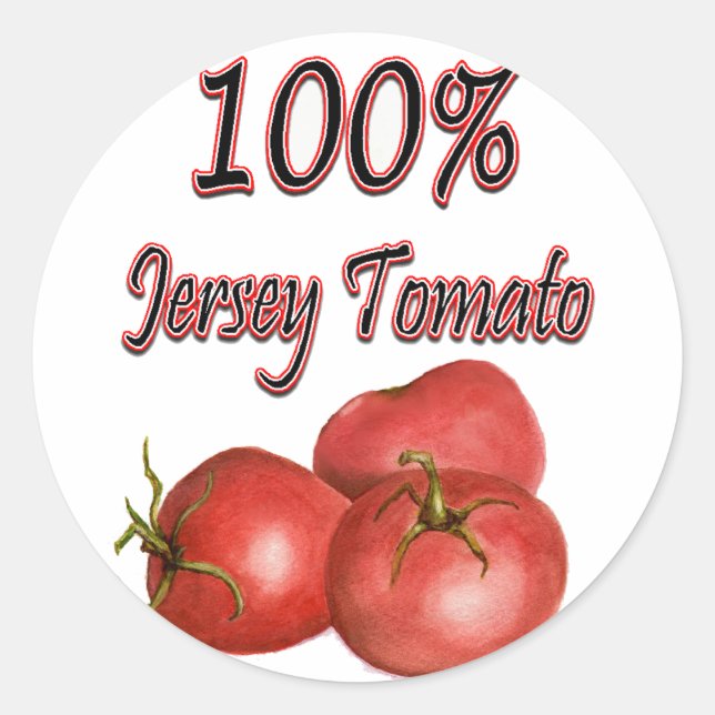 Pegatina Redonda Tomates de Jersey 100% (Anverso)