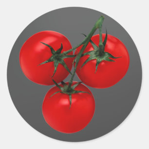 Pegatina Redonda Tomates en una vid