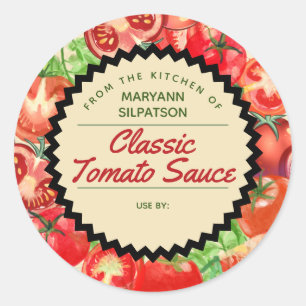 Pegatina Redonda Tomates enlatadores personalizados desde la cocina