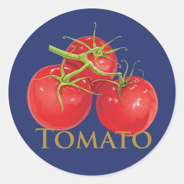 Pegatina Redonda Tomates rojos de plumón (Anverso)