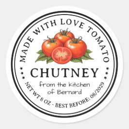 Pegatina Redonda Tomato Chutney Preserve Label