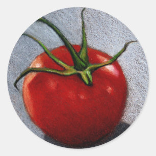 PEGATINA REDONDA TOMATO EN PENCIL DE COLOR: ARTE