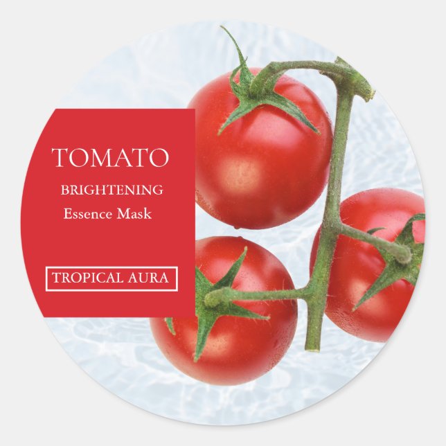 Pegatina Redonda Tomato Facial Mask Label (Anverso)