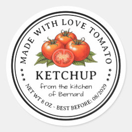 Pegatina Redonda Tomato ketchup homemade canning food label