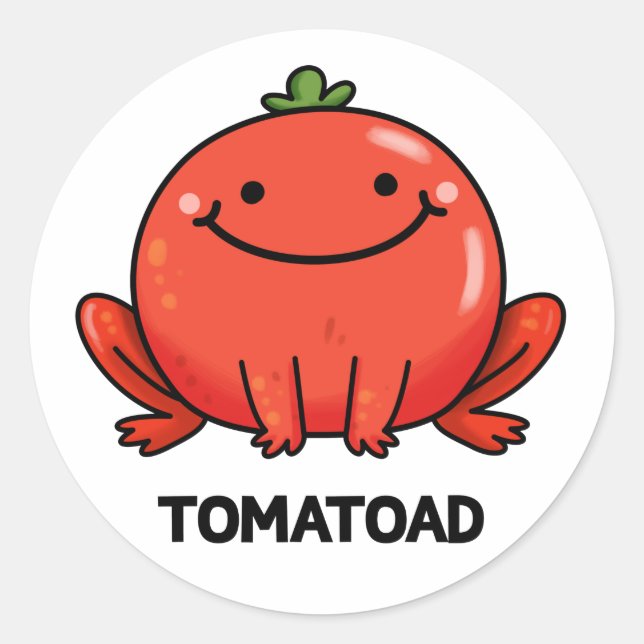 Pegatina Redonda Tomatoad Funny Tomato Toad Pun (Anverso)