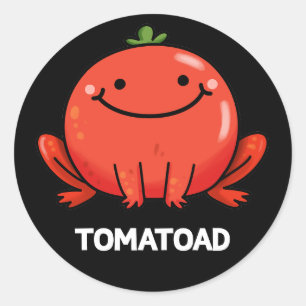Pegatina Redonda Tomatoad Funny Tomato Toad Pun Dark BG