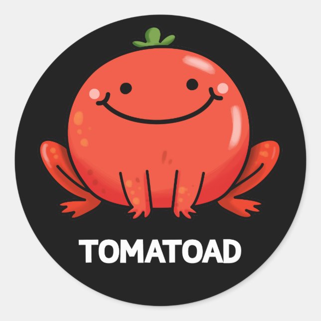 Pegatina Redonda Tomatoad Funny Tomato Toad Pun Dark BG (Anverso)
