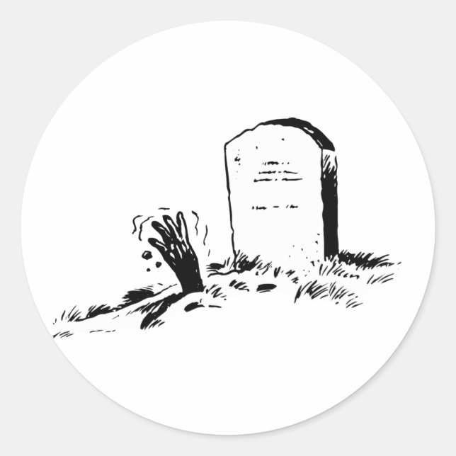 Pegatina Redonda Tombstone Y Pegatinas A Mano (Anverso)