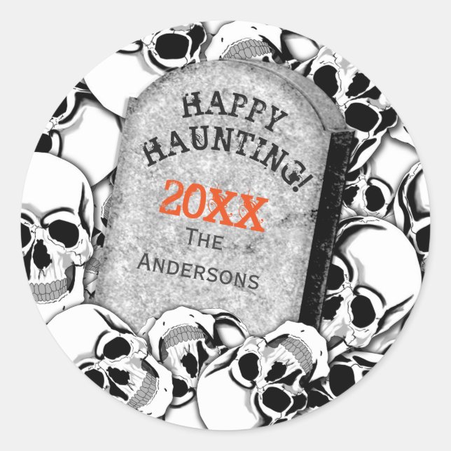 Pegatina Redonda Tombstone y Skulls ID216 (Anverso)