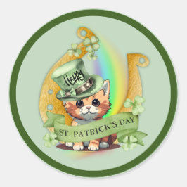 Pegatina Redonda Tomcat Happy St. Patrick's Day