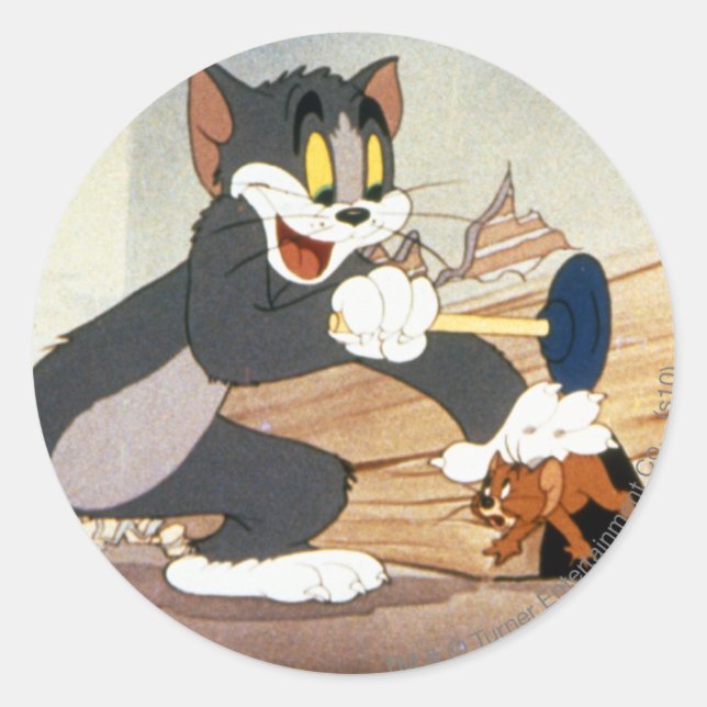 Pegatina Redonda Tome Y Jerry Plunger (Anverso)