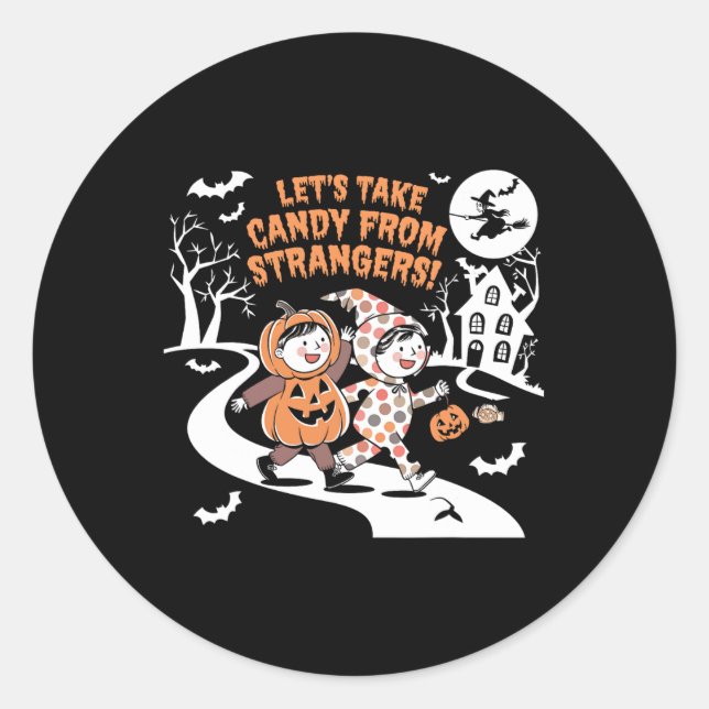 Pegatina Redonda Tomemos a Candy de los extraños divertidos Hallowe (Anverso)