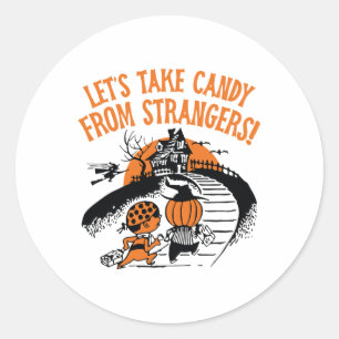 Pegatina Redonda Tomemos a Candy de los extraños divertidos Hallowe
