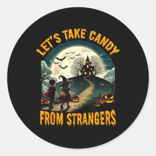 Pegatina Redonda Tomemos Candy de la divertida tienda de Halloween 