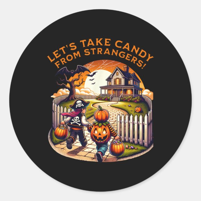 Pegatina Redonda Tomemos Candy De Los Extraños Halloween 2 (Anverso)