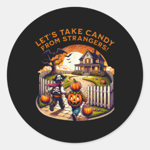 Pegatina Redonda Tomemos Candy De Los Extraños Halloween 2