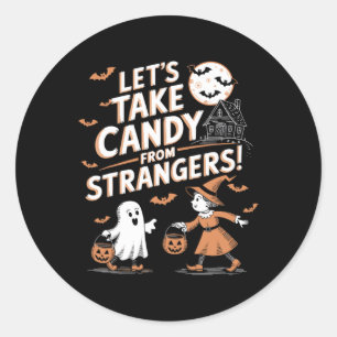 Pegatina Redonda Tomemos Candy De Los Extraños Halloween 5