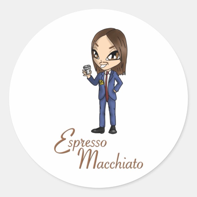 Pegatina Redonda Tommy Cash Espresso Macchiato Eurovision 2025 Esto (Anverso)