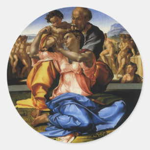 Pegatina Redonda Tondo Doni o Madonna Doni de Miguel Ángel