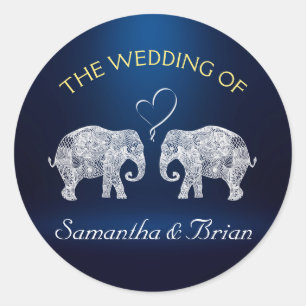 Pegatina Redonda TONELADAS DE AMOR   Personalizado del elefante Bod