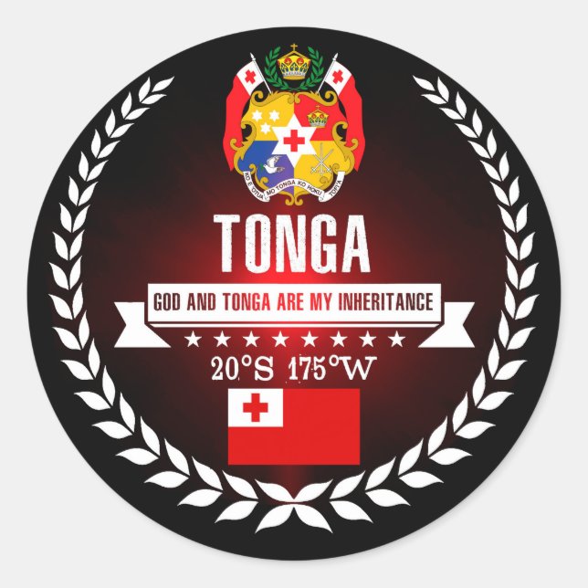 Pegatina Redonda Tonga (Anverso)