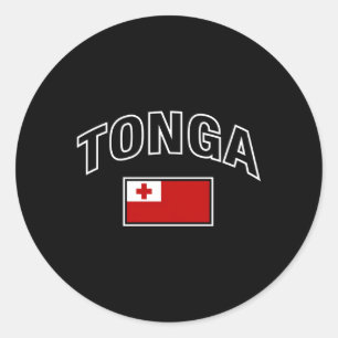 Pegatina Redonda Tonga Bandera Orgullosa Tonga
