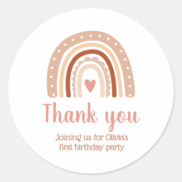 Pegatina Redonda Tono de tierra asfixiado, arcoiris gracias