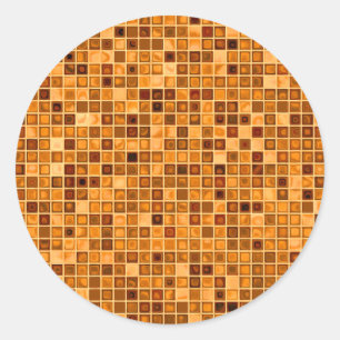 Pegatina Redonda Tonos De Rust Naranja Patrón De Mosaico 'Aguas'