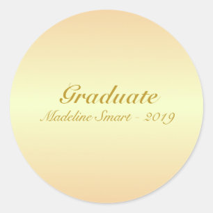 Pegatina Redonda Tonos Marrón Dorado Graduación
