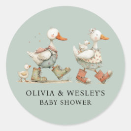 Pegatina Redonda Tonta Gansa 2do Baby Baby Shower