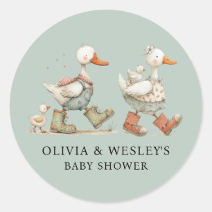 Pegatina Redonda Tonta Gansa 2do Baby Baby Shower