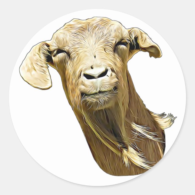 Pegatina Redonda tonta Granja de cabra de arte animal (Anverso)