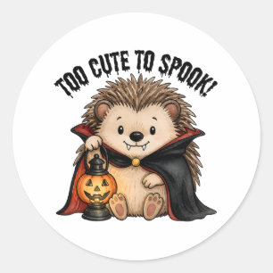 Pegatina Redonda Too Cute to Spook Vampire Hedgehog Halloween
