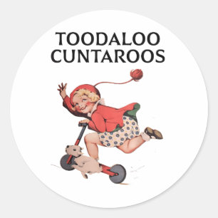 Pegatina Redonda Toodaloo Aroos Vintage Niños de los años 30